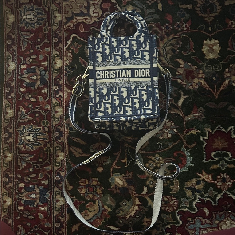 Dior Navy and Cream Patterned Tote